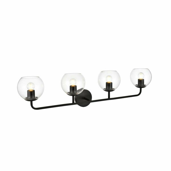 Cling 110 V E26 Four Light Vanity Wall Lamp, Black CL3501101